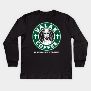 Scary Black Coffee Gift For Horror And Coffee Lovers Kids Long Sleeve T-Shirt